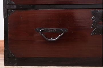 アンティーク家具　明治大正期!漆が綺麗な前面檜材の最上箪笥(衣装箪笥)