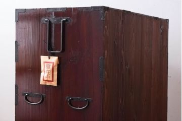 アンティーク家具　明治大正期!漆が綺麗な前面檜材の最上箪笥(衣装箪笥)