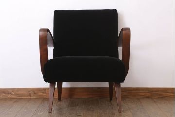 レトロ家具　シンプルでレトロなアンティーク1人掛けアームソファ(1)