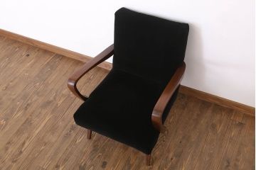 レトロ家具　シンプルでレトロなアンティーク1人掛けアームソファ(1)