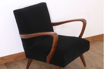 レトロ家具　シンプルでレトロなアンティーク1人掛けアームソファ(1)