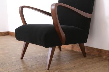 レトロ家具　シンプルでレトロなアンティーク1人掛けアームソファ(1)