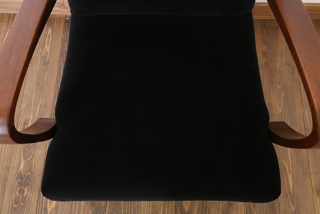 レトロ家具　シンプルでレトロなアンティーク1人掛けアームソファ(1)