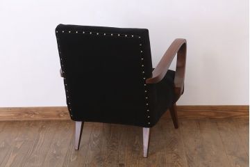 レトロ家具　シンプルでレトロなアンティーク1人掛けアームソファ(1)