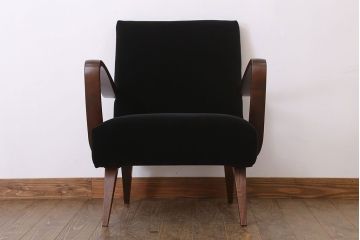 レトロ家具　シンプルでレトロなアンティーク1人掛けアームソファ(2)