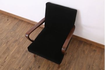 レトロ家具　シンプルでレトロなアンティーク1人掛けアームソファ(2)