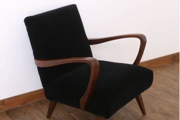 レトロ家具　シンプルでレトロなアンティーク1人掛けアームソファ(2)