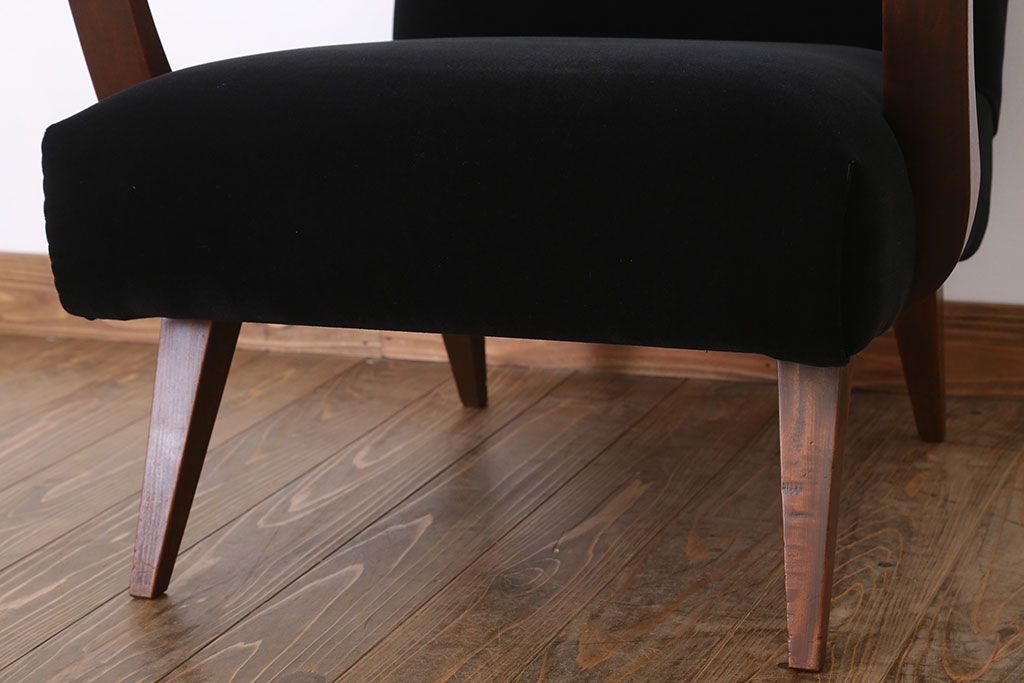 レトロ家具　シンプルでレトロなアンティーク1人掛けアームソファ(2)