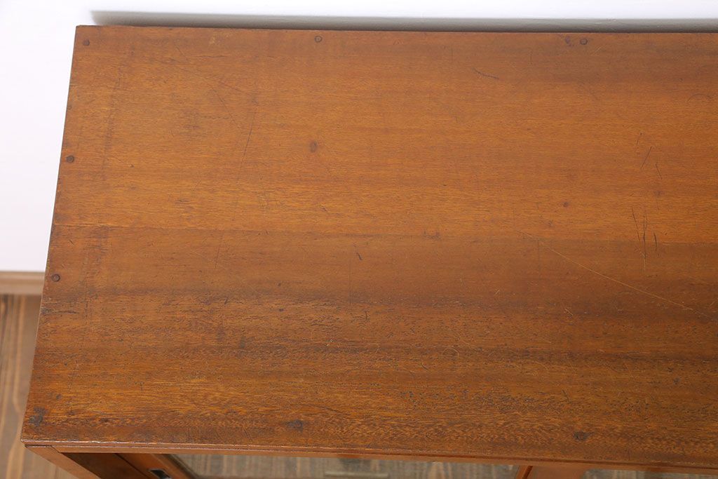 アンティーク家具　結霜ガラス入り!和製アンティーク収納棚