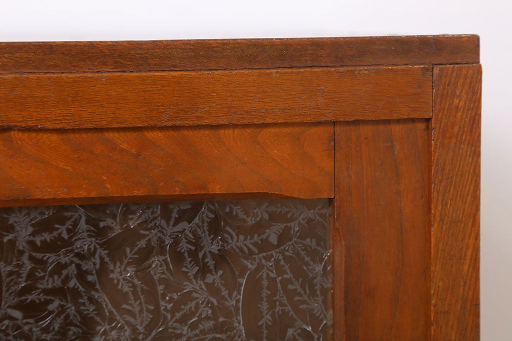 アンティーク家具　結霜ガラス入り!和製アンティーク収納棚