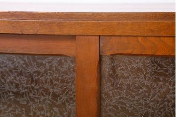 アンティーク家具　結霜ガラス入り!和製アンティーク収納棚