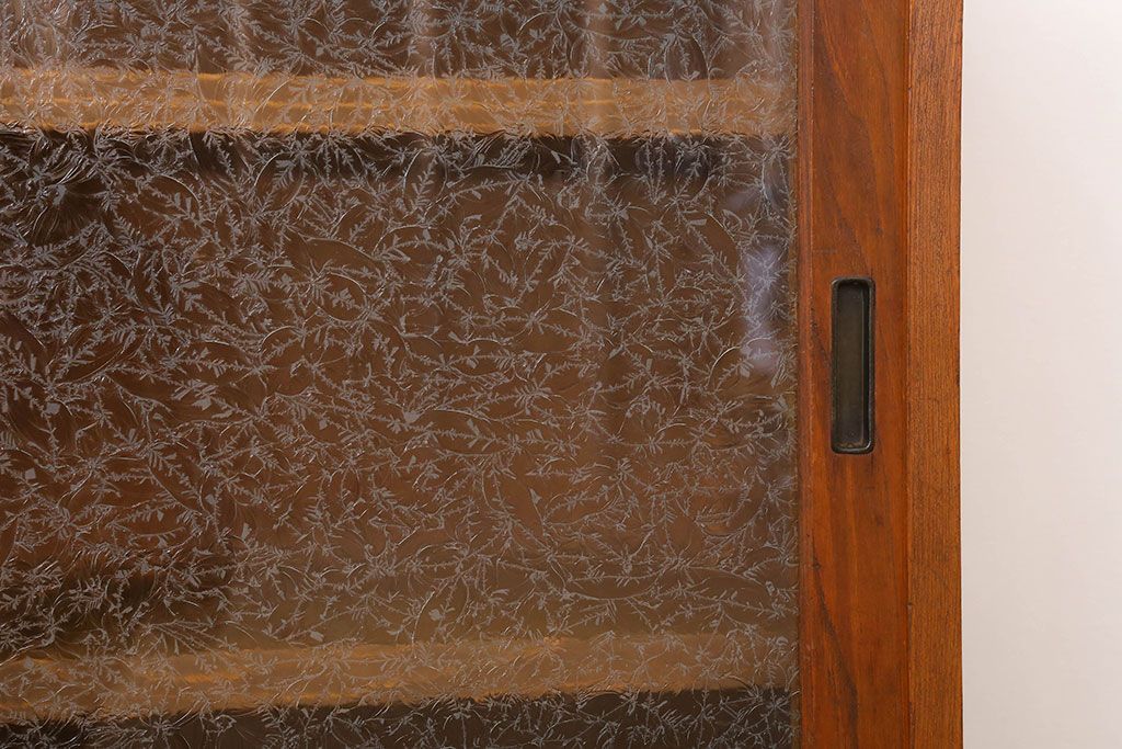 アンティーク家具　結霜ガラス入り!和製アンティーク収納棚