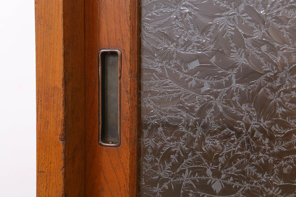 アンティーク家具　結霜ガラス入り!和製アンティーク収納棚