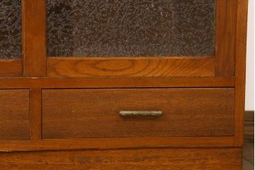 アンティーク家具　結霜ガラス入り!和製アンティーク収納棚