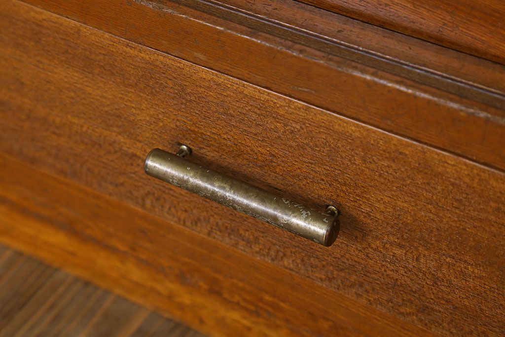 アンティーク家具　結霜ガラス入り!和製アンティーク収納棚