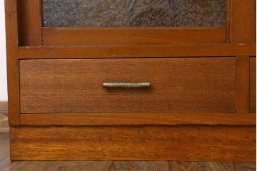 アンティーク家具　結霜ガラス入り!和製アンティーク収納棚