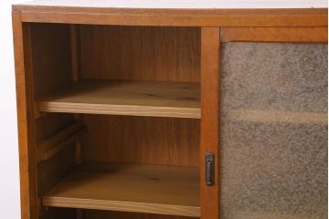 アンティーク家具　結霜ガラス入り!和製アンティーク収納棚