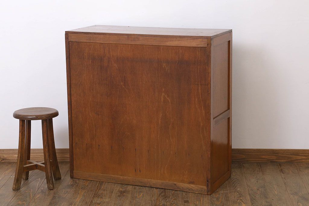 アンティーク家具　結霜ガラス入り!和製アンティーク収納棚