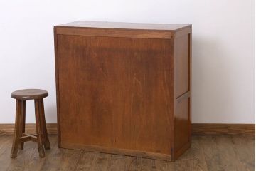 アンティーク家具　結霜ガラス入り!和製アンティーク収納棚