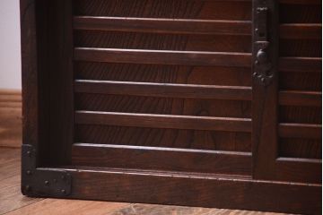 アンティーク家具　古民具・骨董　前面欅材!金具が厚く上質なアンティーク帳場箪笥