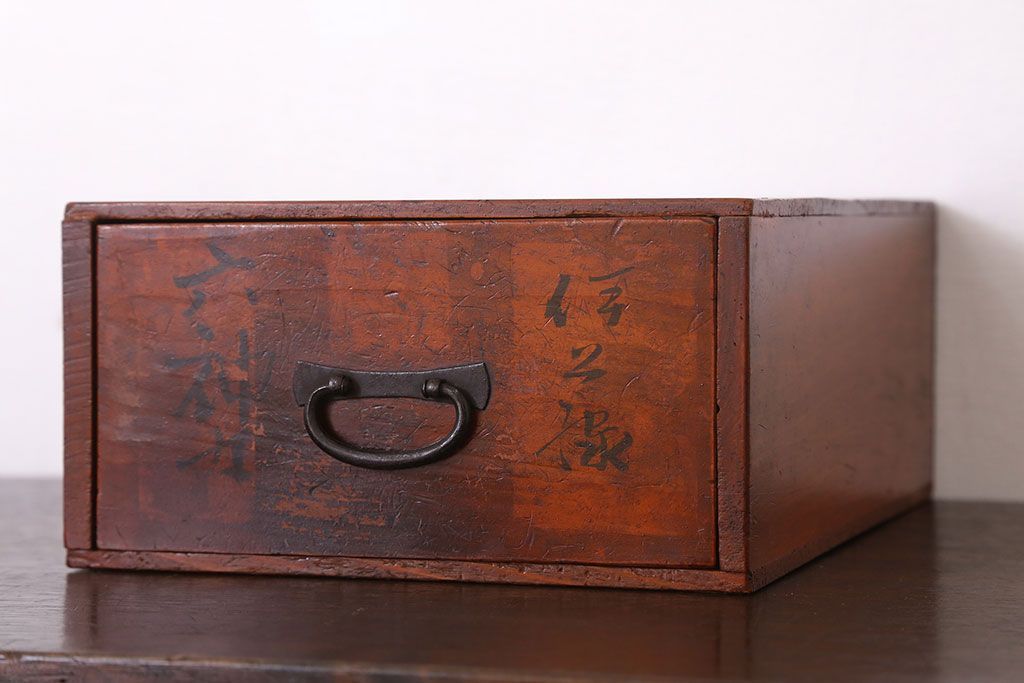 アンティーク家具　古い木製のアンティーク1杯引き出し(収納箱)