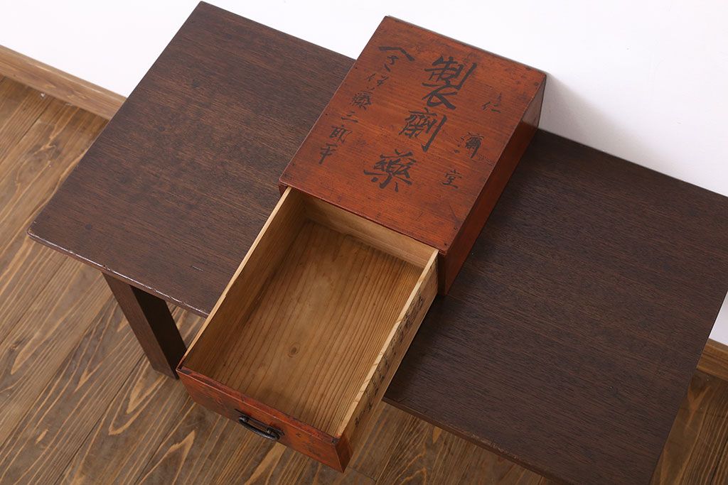 アンティーク家具　古い木製のアンティーク1杯引き出し(収納箱)
