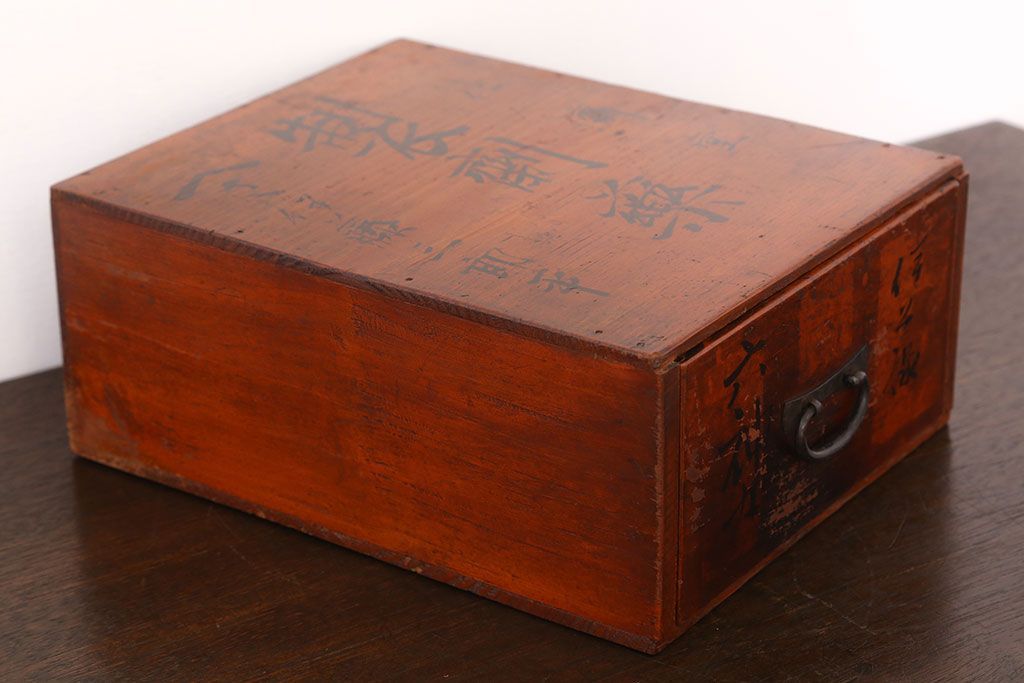 アンティーク家具　古い木製のアンティーク1杯引き出し(収納箱)