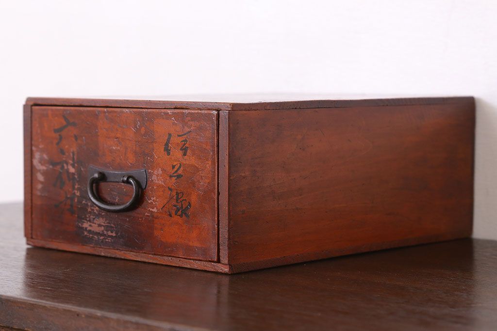 アンティーク家具　古い木製のアンティーク1杯引き出し(収納箱)