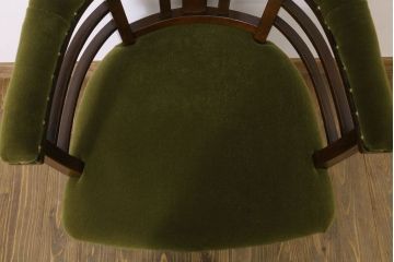 アンティーク家具　大正ロマン　ナラ材製　背もたれ付アンティーク回転椅子