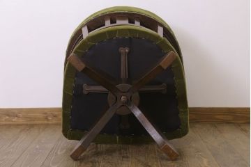 アンティーク家具　大正ロマン　ナラ材製　背もたれ付アンティーク回転椅子