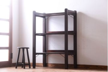 アンティーク家具　古い木の骨太なアンティーク飾り棚(ディスプレイラック)