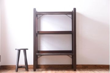 アンティーク家具　古い木の骨太なアンティーク飾り棚(ディスプレイラック)