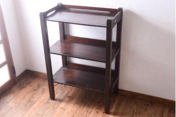 アンティーク家具　古い木の骨太なアンティーク飾り棚(ディスプレイラック)