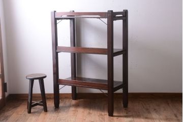 アンティーク家具　古い木の骨太なアンティーク飾り棚(ディスプレイラック)