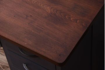 アンティーク家具　ダークグレーペイントの小ぶりな片袖机(デスク)