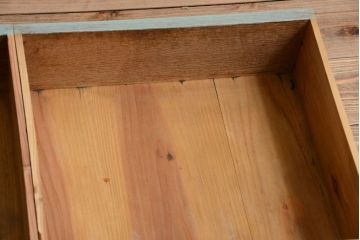 アンティーク家具　くすんだグリーンペイントの重ね収納棚(食器棚)