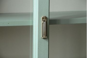 アンティーク家具　くすんだグリーンペイントの重ね収納棚(食器棚)
