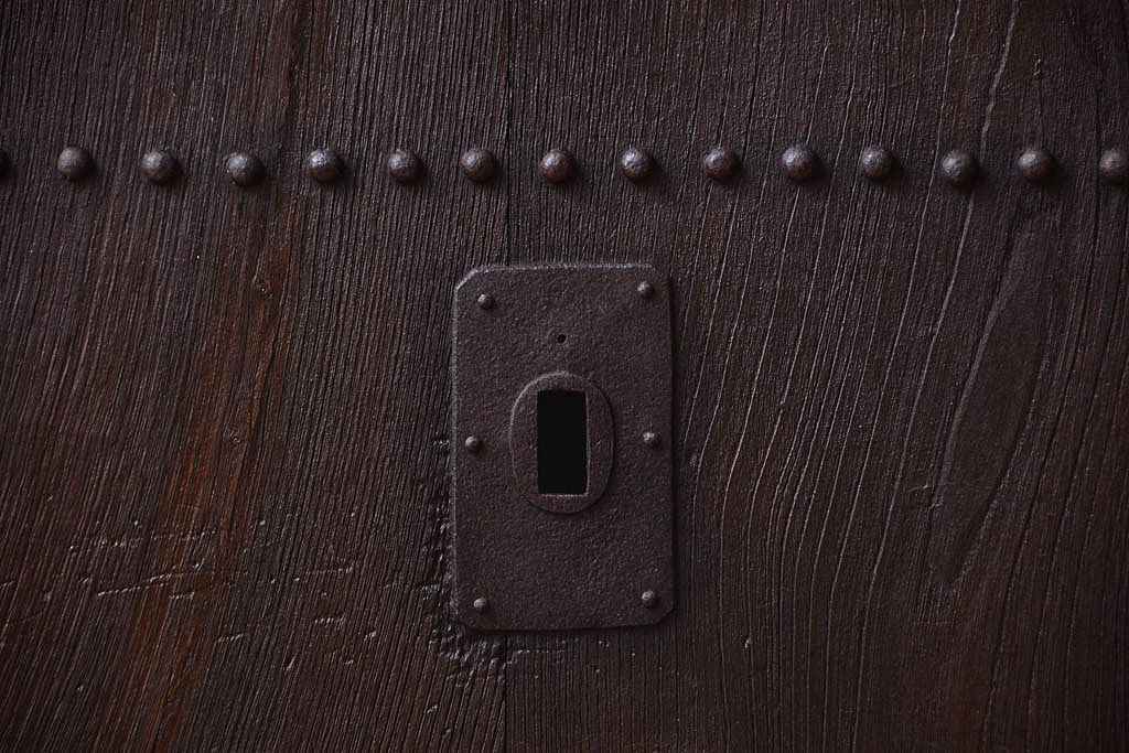 明治大正期　古民具・骨董　すりガラス入り!アンティーク蔵戸(玄関戸)