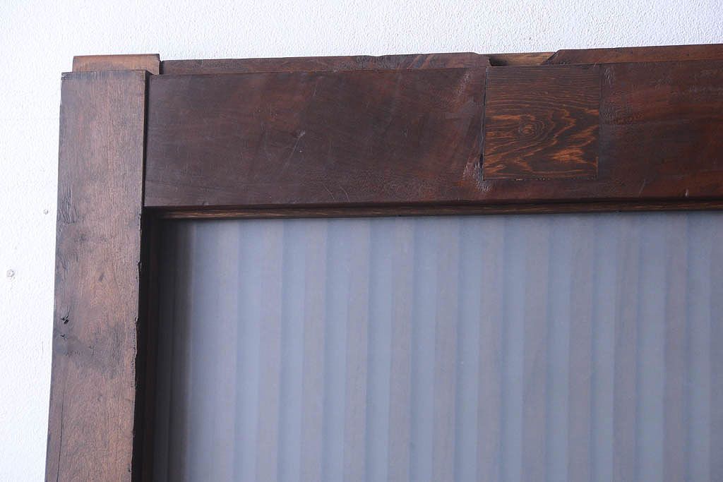 明治大正期　古民具・骨董　すりガラス入り!アンティーク蔵戸(玄関戸)