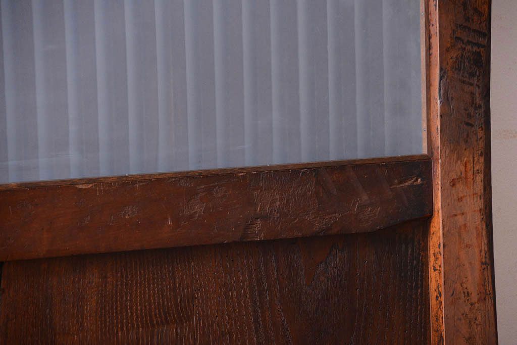 明治大正期　古民具・骨董　すりガラス入り!アンティーク蔵戸(玄関戸)