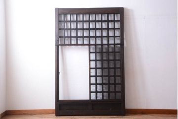 総欅製!明治大正期の古いくぐり戸(蔵戸・格子戸、玄関戸)