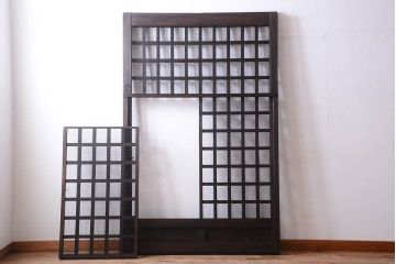 総欅製!明治大正期の古いくぐり戸(蔵戸・格子戸、玄関戸)