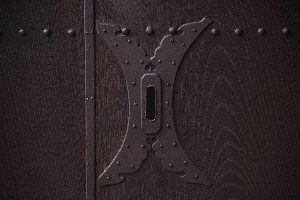 明治大正期　古民具・骨董　アンティーク蔵戸(玄関戸)