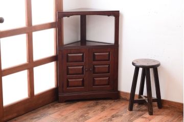 中古美品　松本民芸家具　隅棚I(定価約15万5千円)(1)