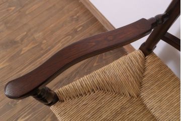 中古美品　松本民芸家具　#48型　ラッシ座面　スピンドルアームチェア(定価約14万9千円)(椅子)(1)