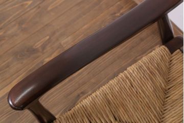 中古　松本民芸家具　77型　曲肘　ラッシ座面アームチェア(定価約18万円)(2)