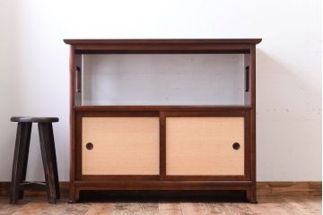 中古　松本民芸家具　上質な221型クズ布茶タンス?(定価約21万8千円)