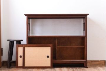 中古　松本民芸家具　上質な221型クズ布茶タンス?(定価約21万8千円)