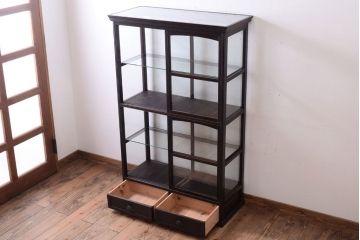 アンティーク家具　総栗材!大正ロマン　和製アンティークのガラスケース