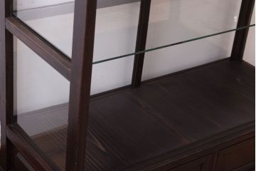 アンティーク家具　総栗材!大正ロマン　和製アンティークのガラスケース